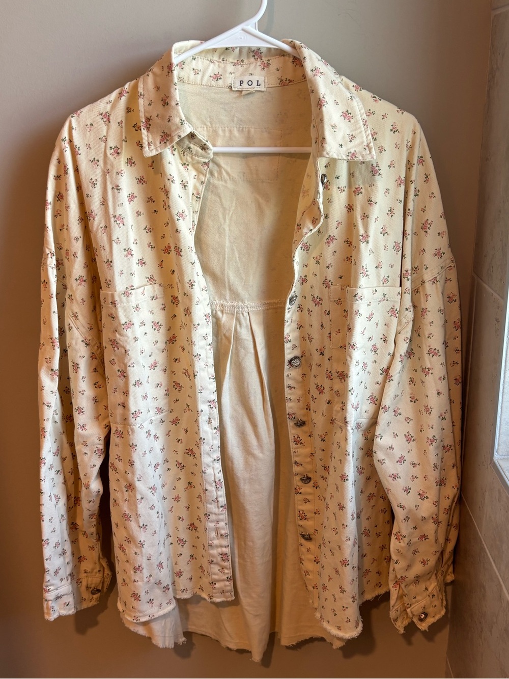 POL Cream Floral Button-Up Jacket
